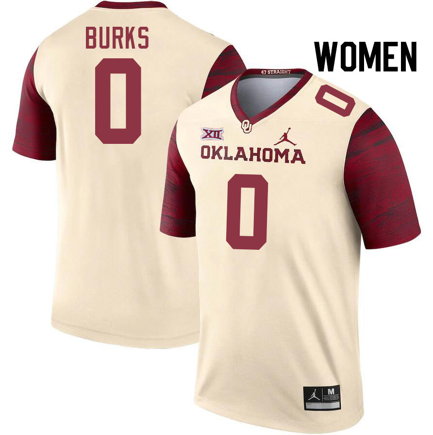 Women #6 Deion Burks Oklahoma Sooners College Football Jerseys Stitched-Cream